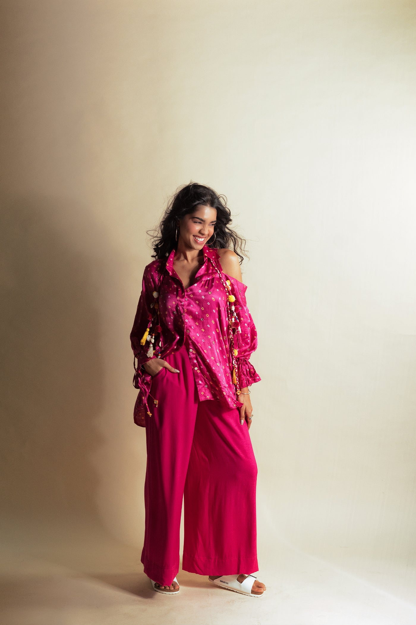 Style Junkie Hot Stawberry Flared Pant indian designer wear online shopping melange singapore