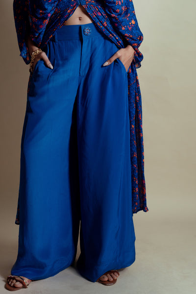 Style Junkie Ink Blue Flared Pants indian designer wear online shopping melange singapore