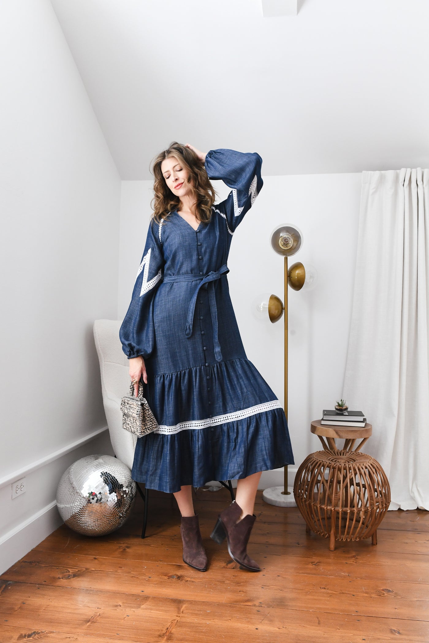 Laced Up Tencel Denim Dress