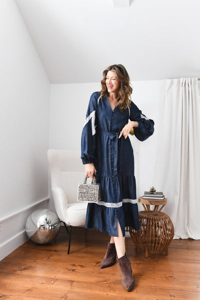 Laced Up Tencel Denim Dress