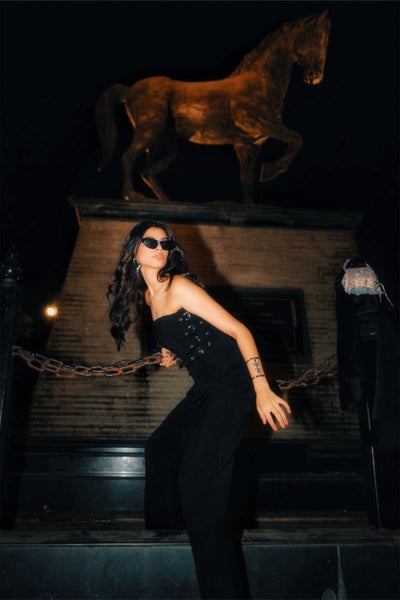 Style Junkie Midnight Edge Corset Jumpsuit indian designer wear online shopping melange singapore