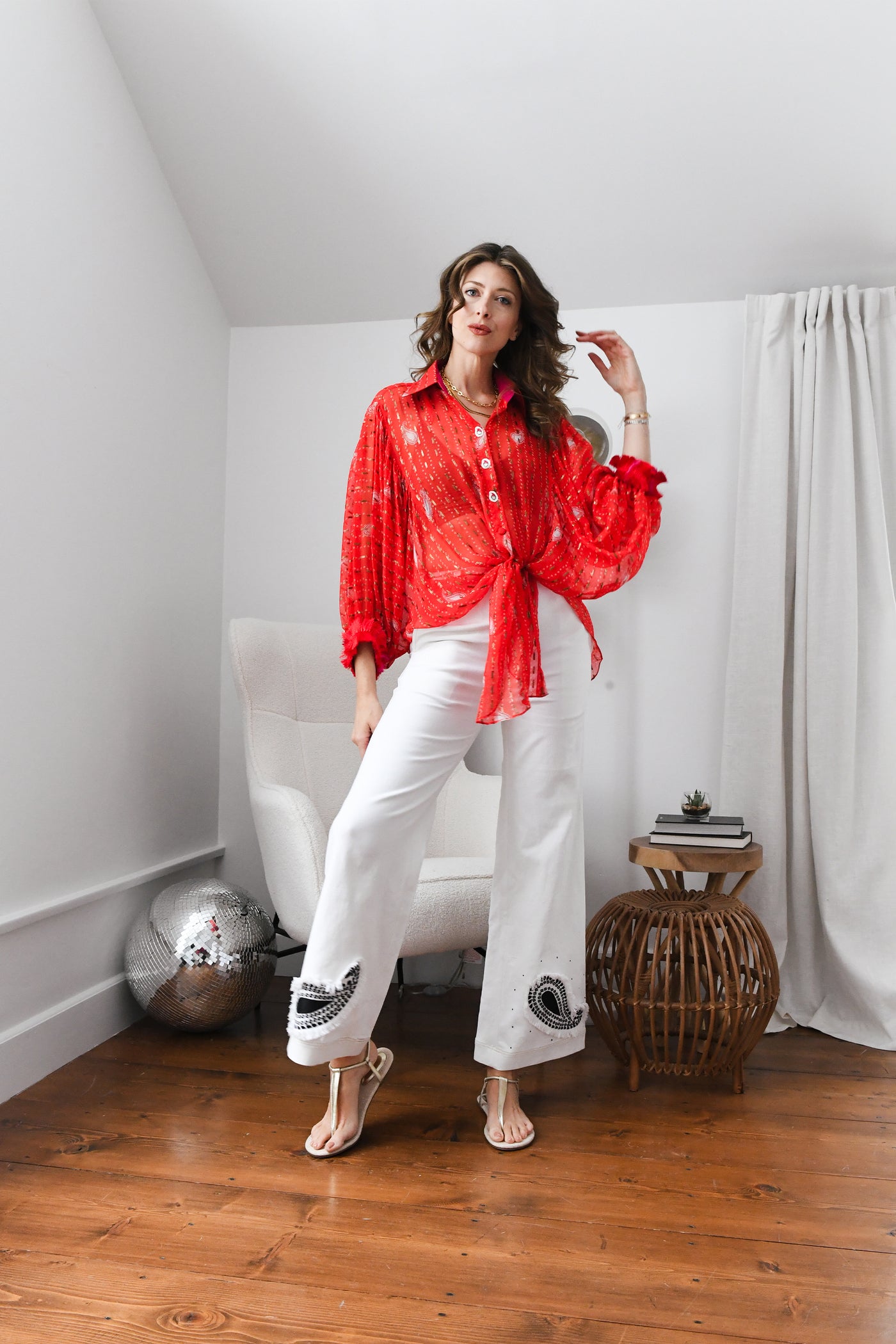 Style Junkie Red Bandhini Kimono Shirt indian designer wear online shopping melange singapore
