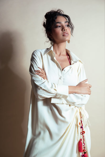 Style Junkie Sea Salt Long Shirt Dress indian designer wear online shopping melange singapore
