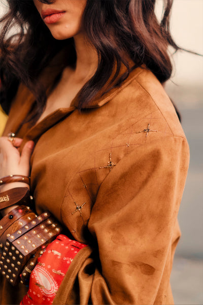 Style Junkie Tanned Oversized Statement Blazer indian designer wear online shopping melange singapore