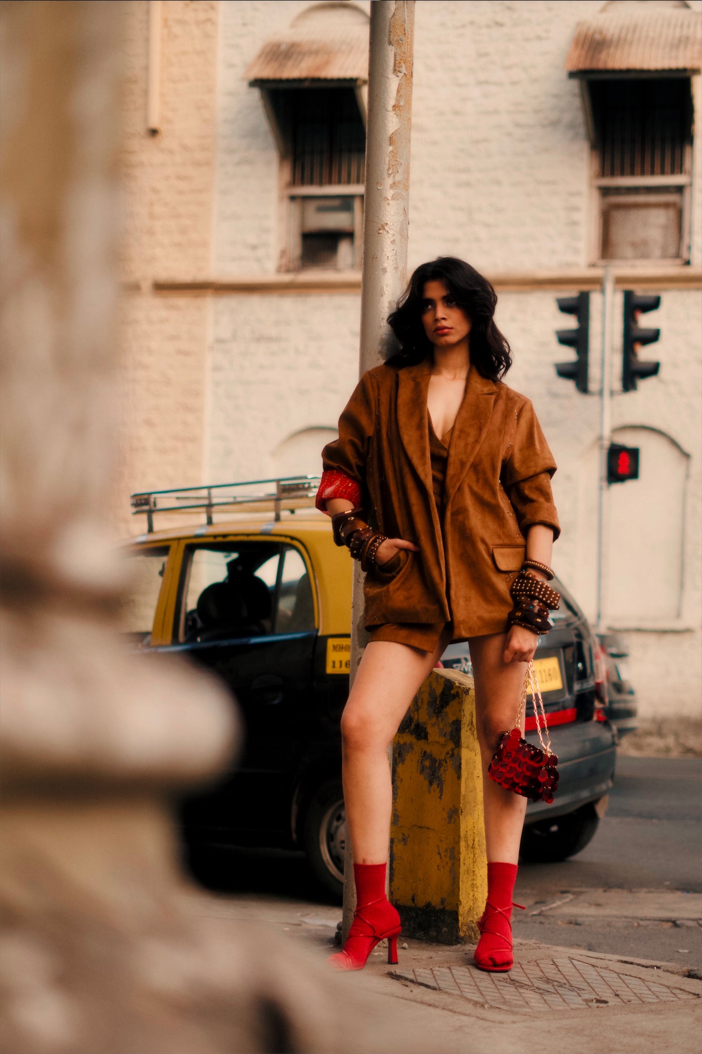 Style Junkie Tanned Oversized Statement Blazer indian designer wear online shopping melange singapore
