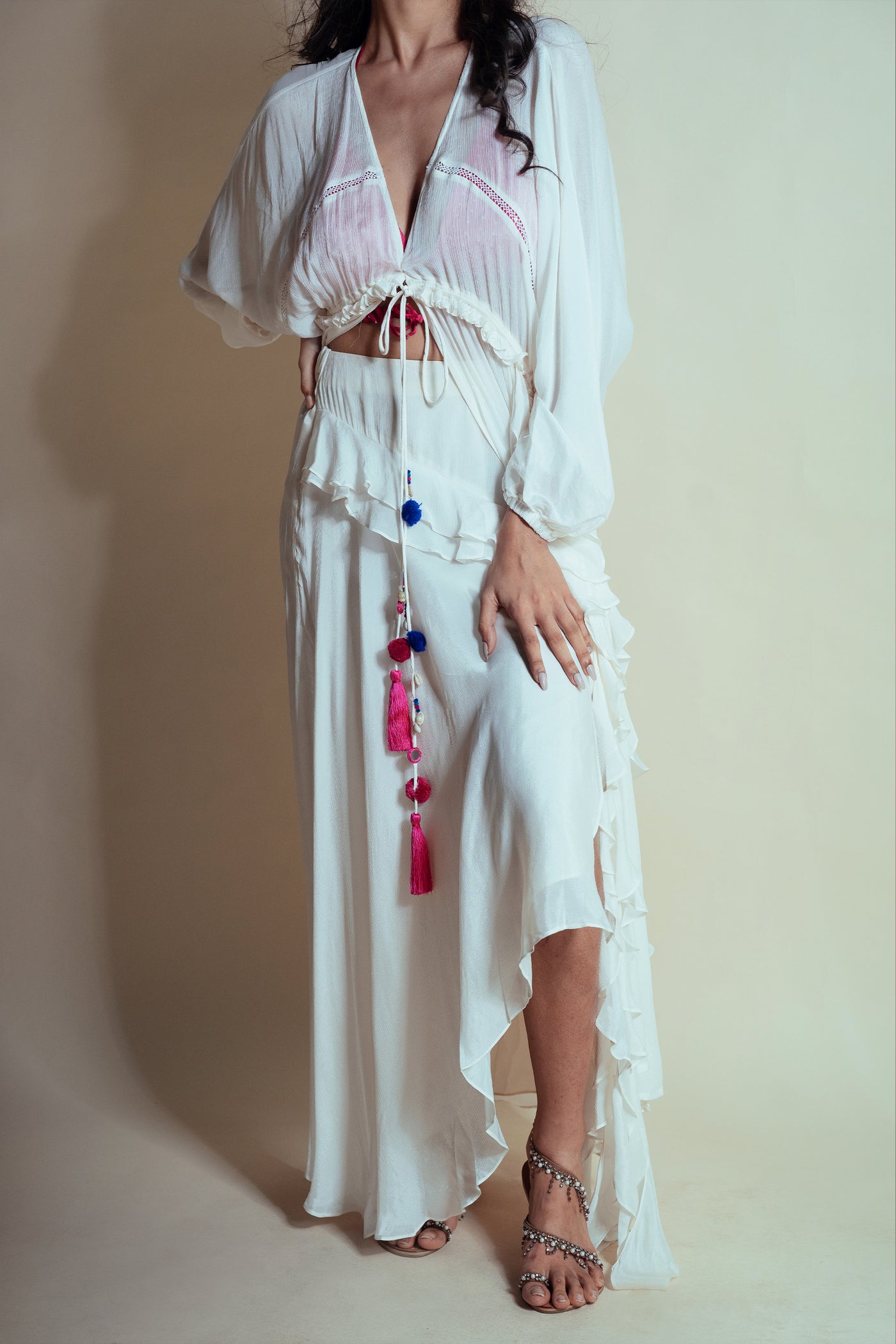 Style Junkie Vanilla Cascade Ruffle Skirt indian designer wear online shopping melange singapore