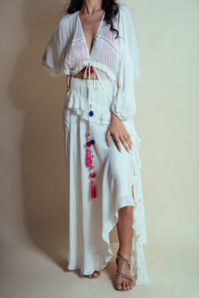 Style Junkie Vanilla Cascade Ruffle Skirt indian designer wear online shopping melange singapore