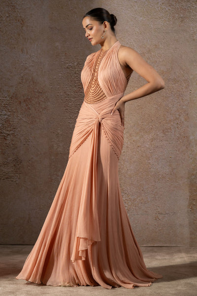 TARUN TAHILIANI Body Contouring Gown with Pearl Detailing indian designer wear online shopping melange singapore 