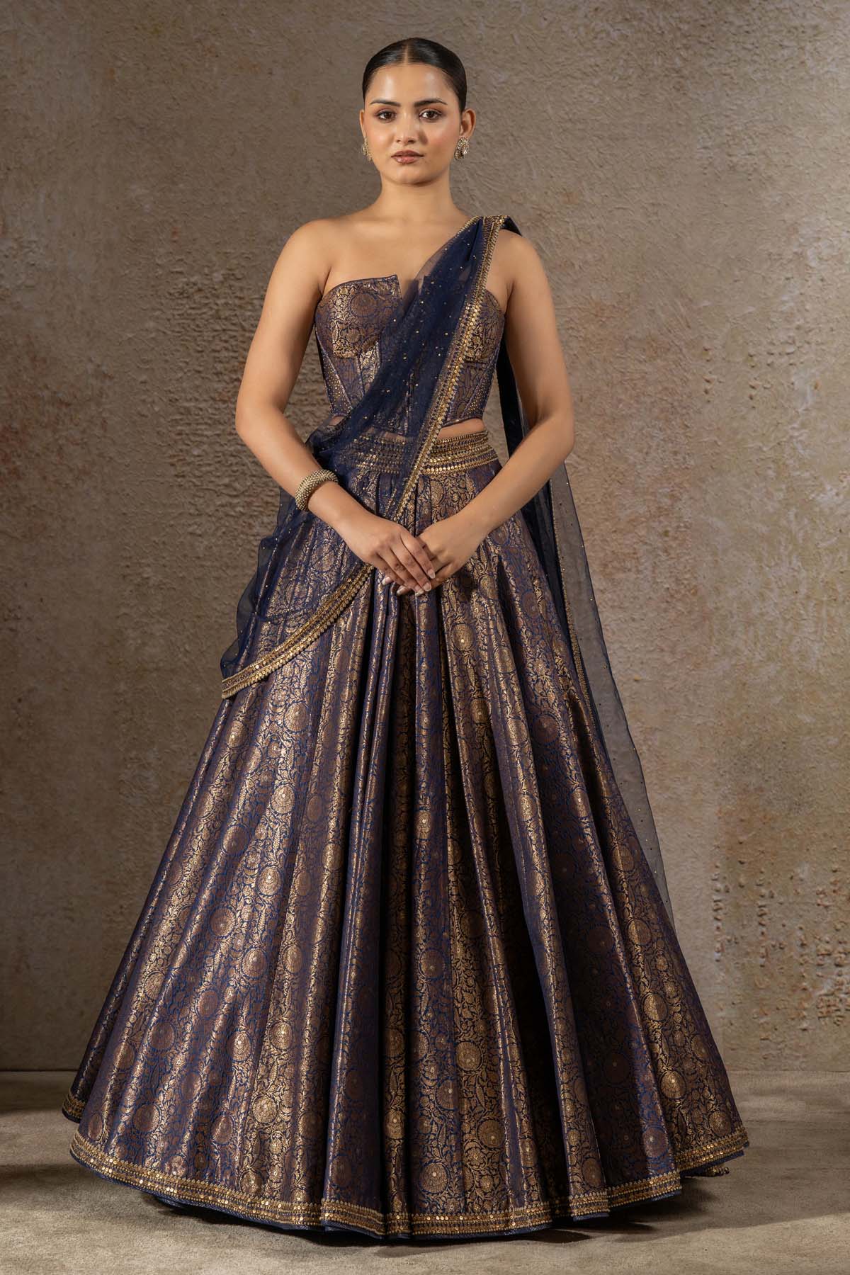 TARUN TAHILIANI Brocade Lehenga & Corset Set indian designer wear online shopping melange singapore 