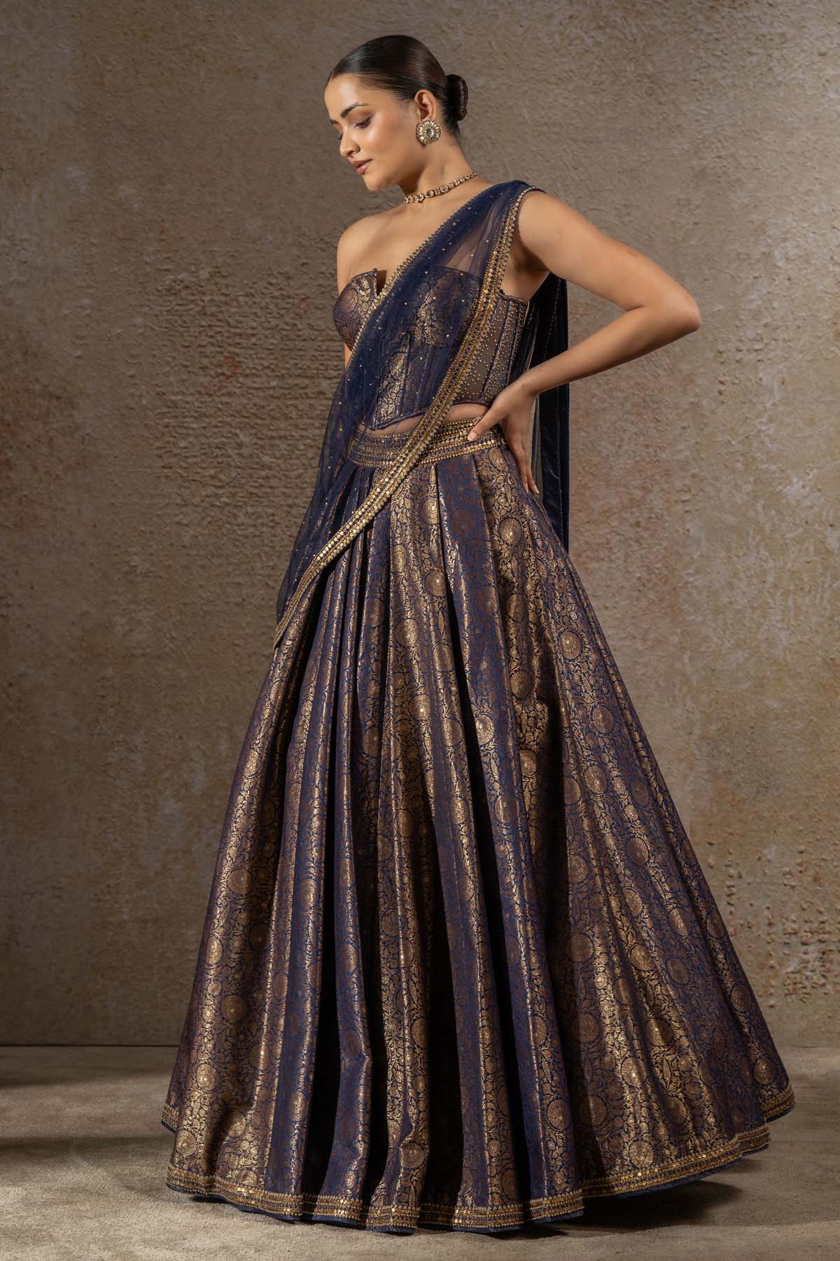 TARUN TAHILIANI Brocade Lehenga & Corset Set indian designer wear online shopping melange singapore 