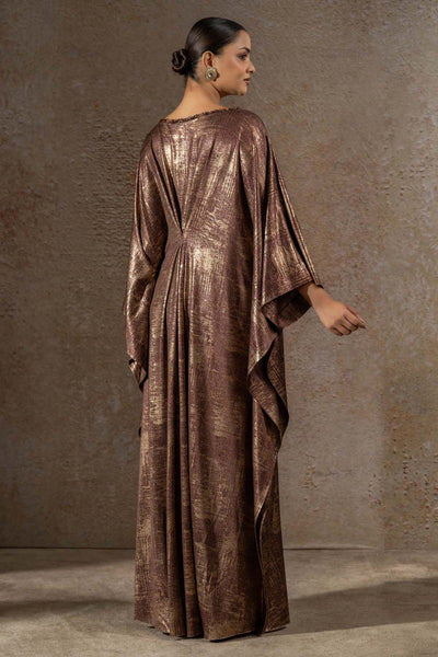 TARUN TAHILIANI Classic Draped Dress With Brooch indian designer wear online shopping melange singapore 