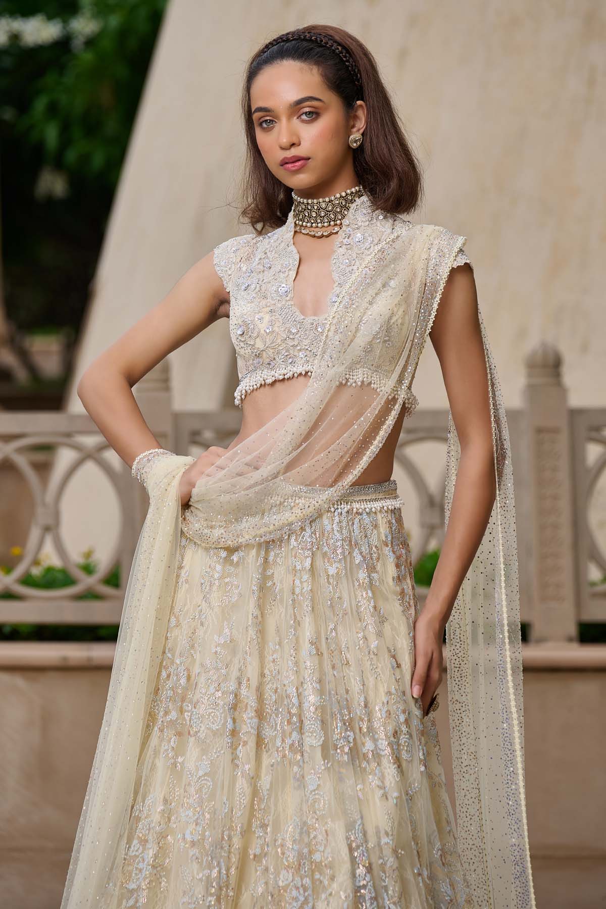Tarun Tahiliani Crystal Embellished Lehenga indian designer wear online shopping melange singapore 