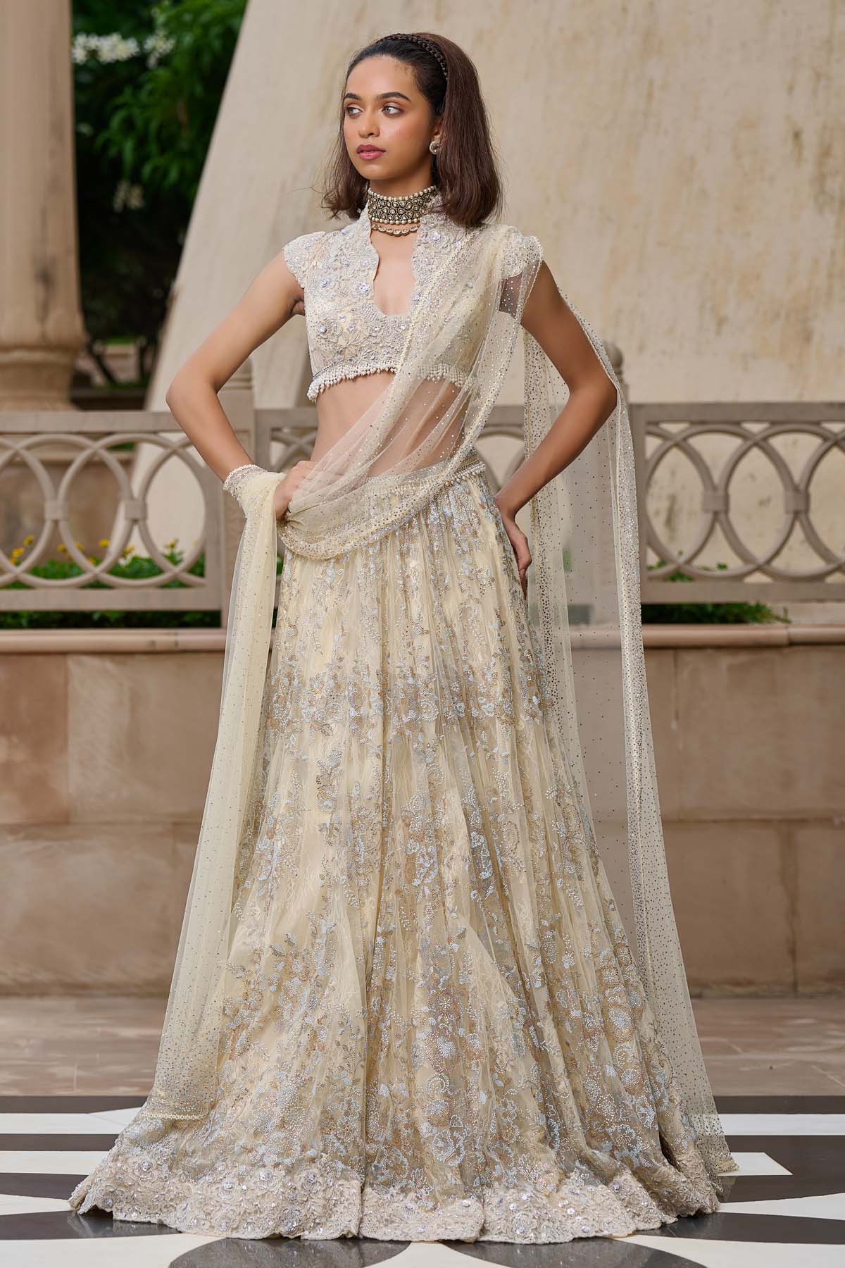 Tarun Tahiliani Crystal Embellished Lehenga indian designer wear online shopping melange singapore 