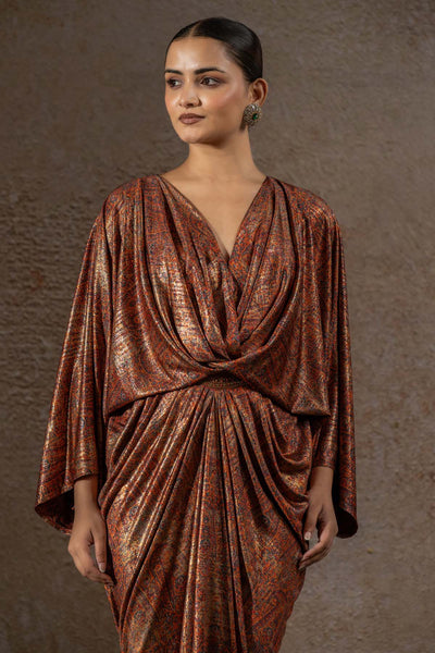TARUN TAHILIANI Draped Dress indian designer wear online shopping melange singapore 