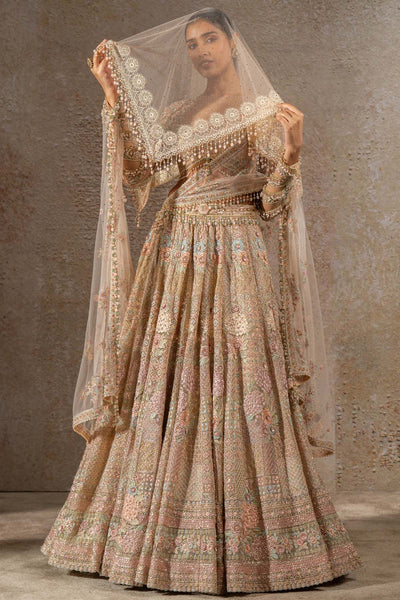 TARUN TAHILIANI Hand Embroidered Floral Lehenga Set with Dupatta indian designer wear online shopping melange singapore 