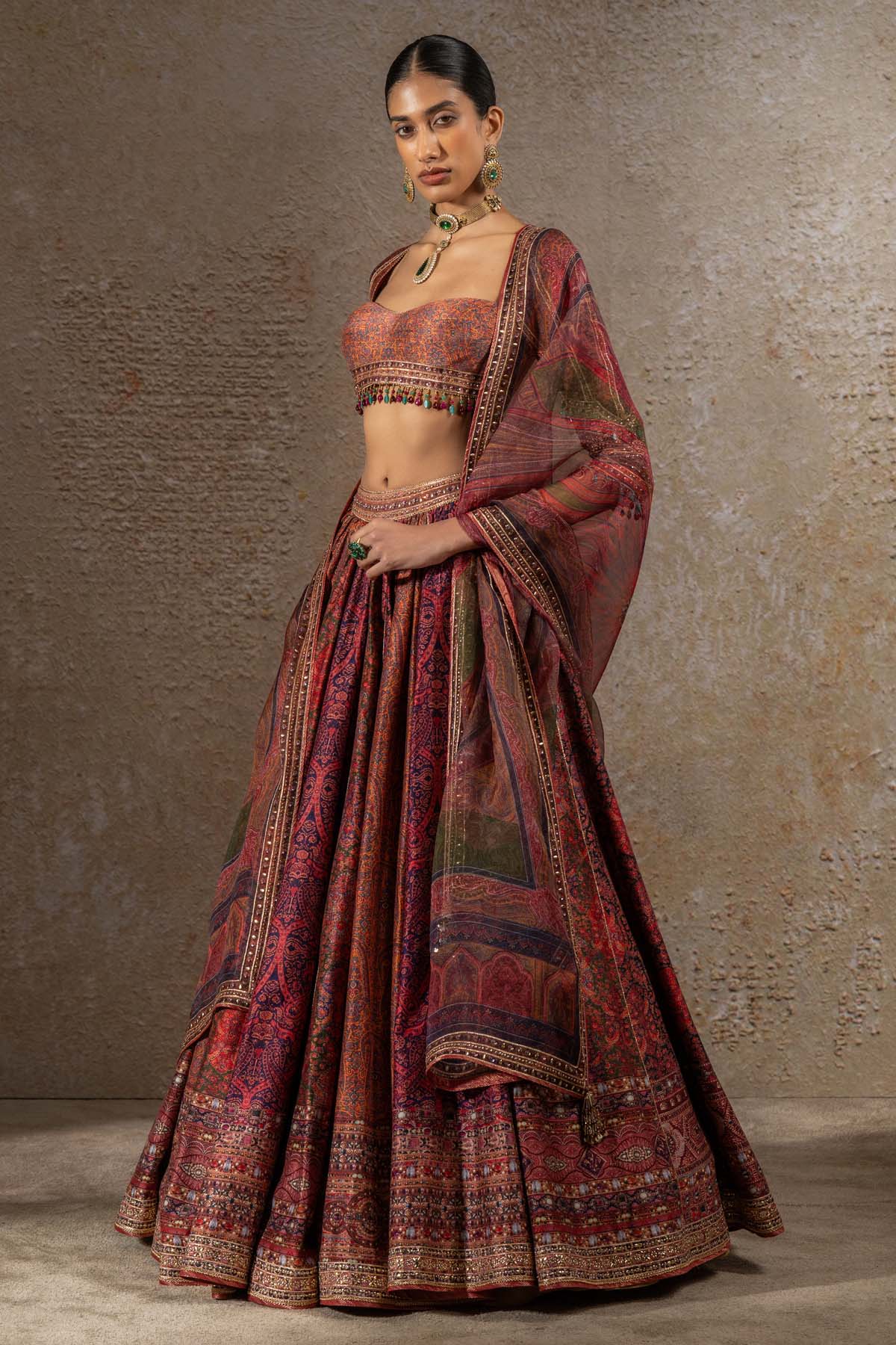 TARUN TAHILIANI Printed Lehenga Set indian designer wear online shopping melange singapore 