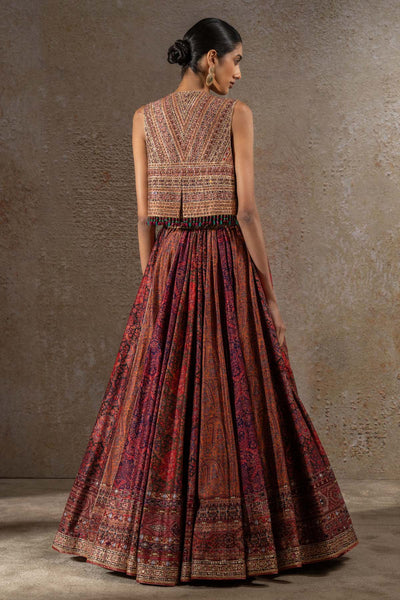 TARUN TAHILIANI Printed lehenga and Gilet Set indian designer wear online shopping melange singapore 