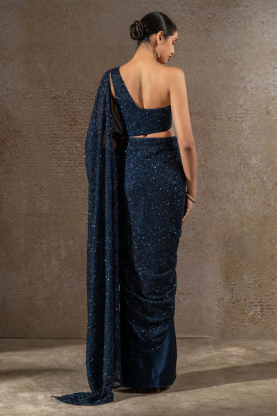 TARUN TAHILIANI Sequin Saree with Embroidered Corset indian designer wear online shopping melange singapore 
