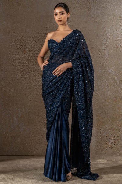 TARUN TAHILIANI Sequin Saree with Embroidered Corset indian designer wear online shopping melange singapore 
