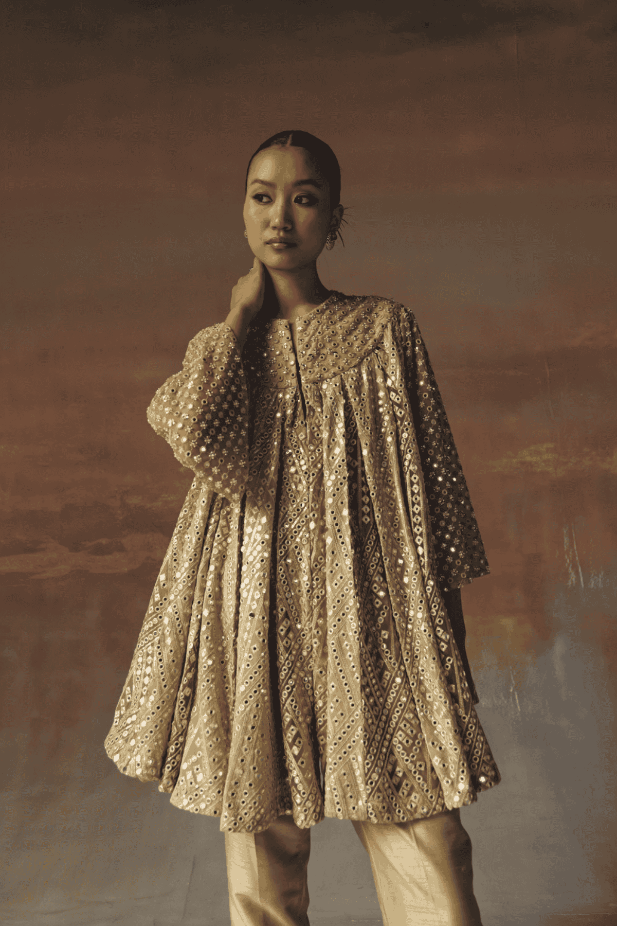 Twenty Nine A-Line Box Pleat Dress Jacket indian designer wear online shopping melange singapore 