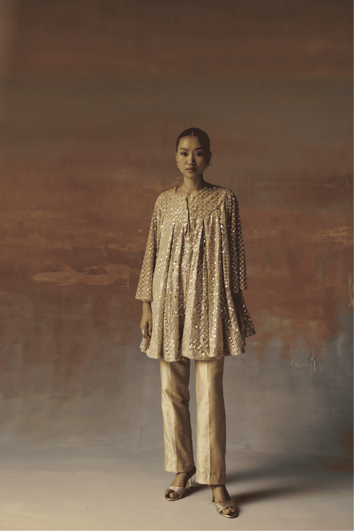 Twenty Nine A-Line Box Pleat Dress Jacket indian designer wear online shopping melange singapore 