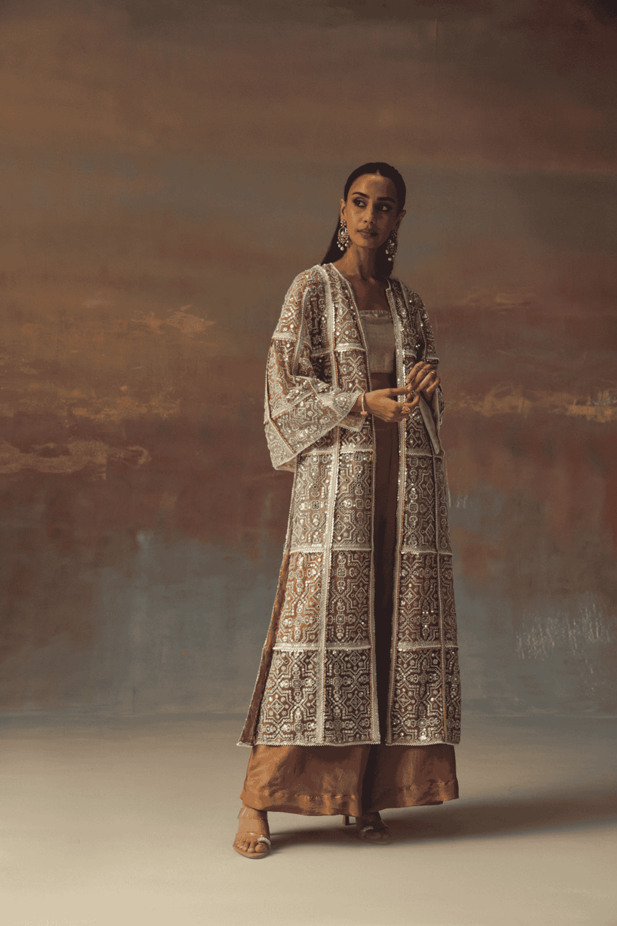 Twenty Nine Long Multicolor Overlay indian designer wear online shopping melange singapore 