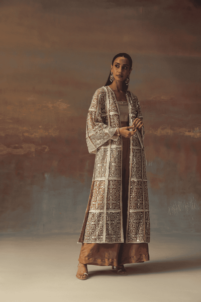 Twenty Nine Long Multicolor Overlay indian designer wear online shopping melange singapore 