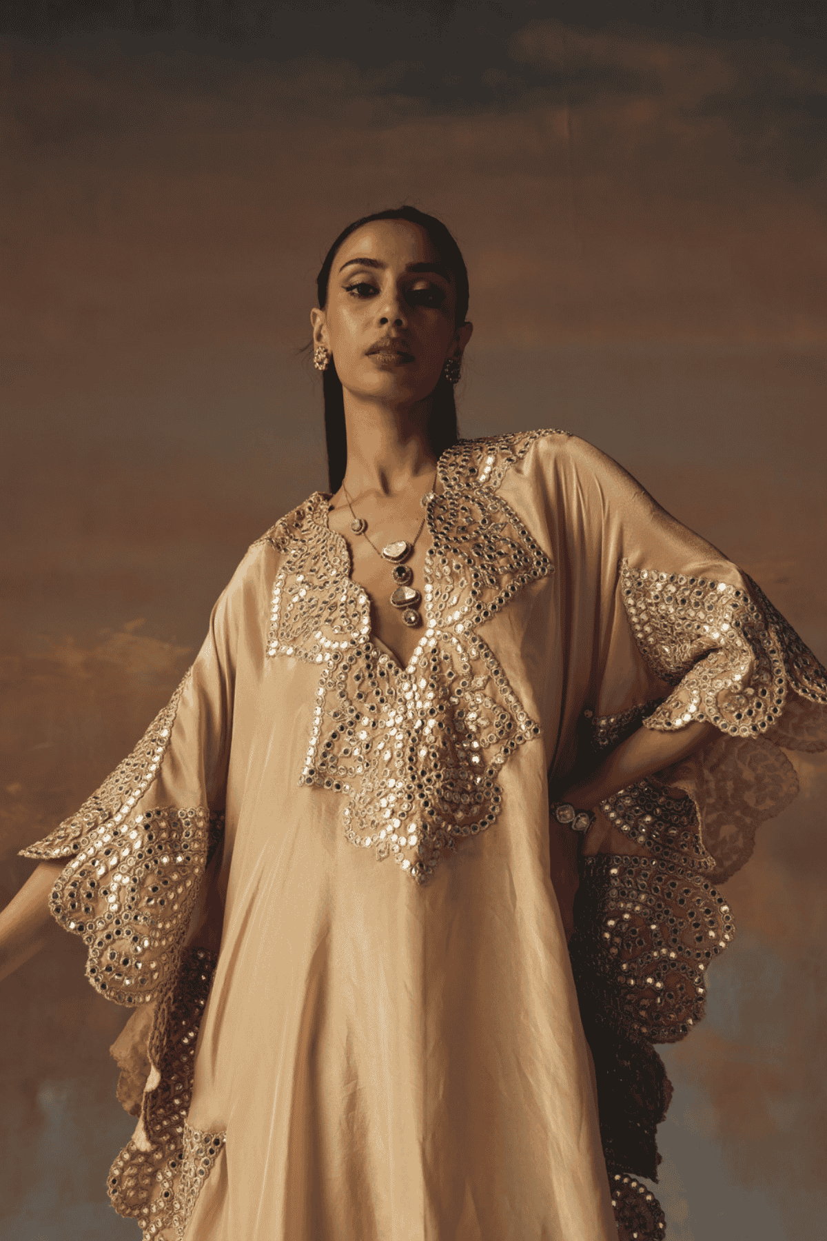 Twenty Nine Mirrowork kaftaan indian designer wear online shopping melange singapore 
