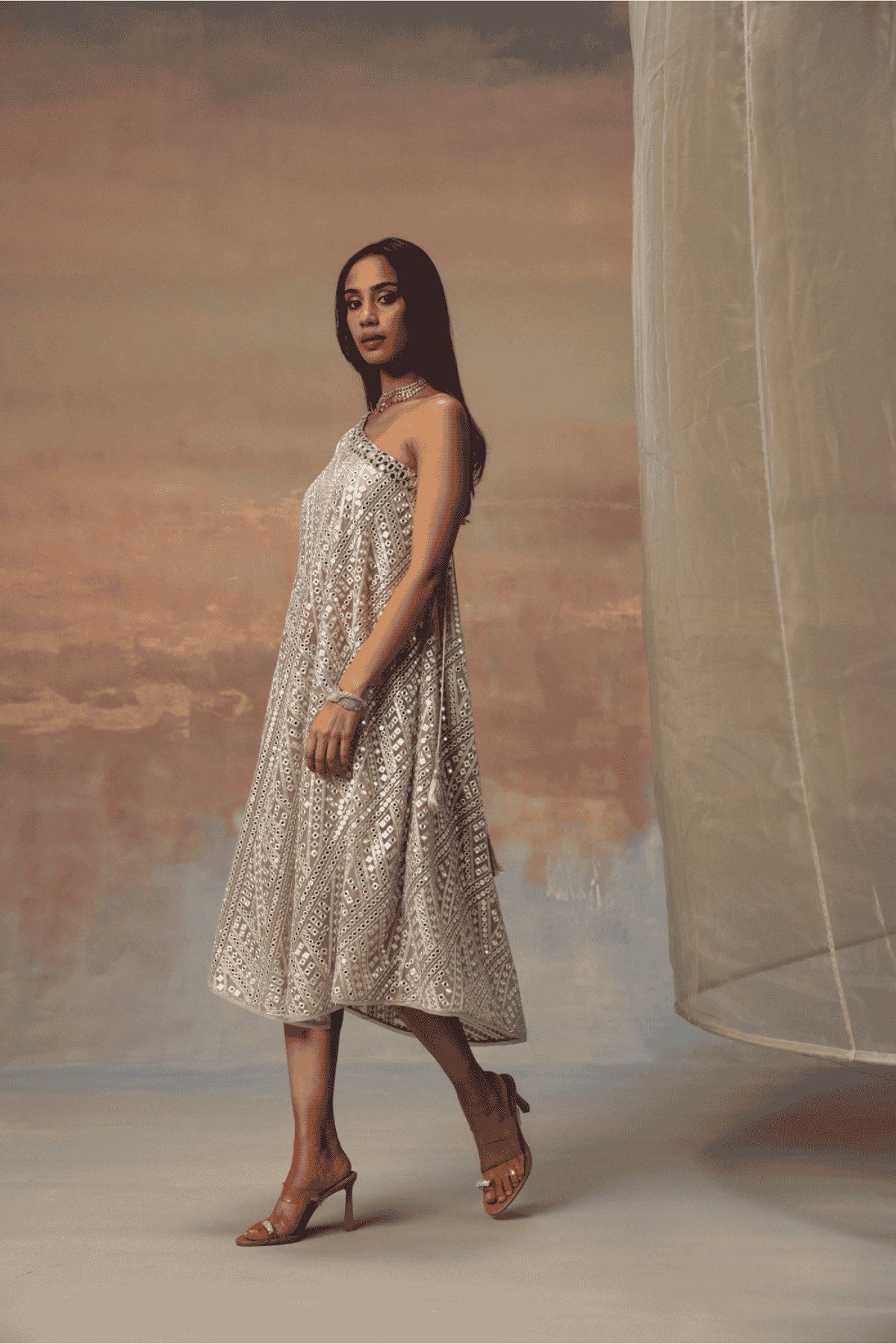 Twenty Nine One Shoulder Dress indian designer wear online shopping melange singapore 