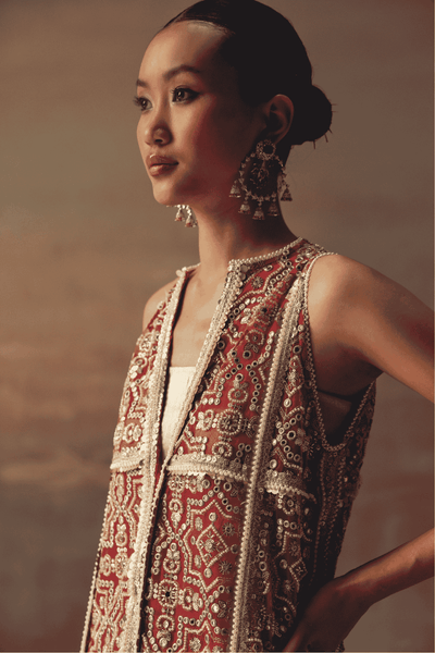 Twenty Nine Long Multicolor Overlay indian designer wear online shopping melange singapore 
