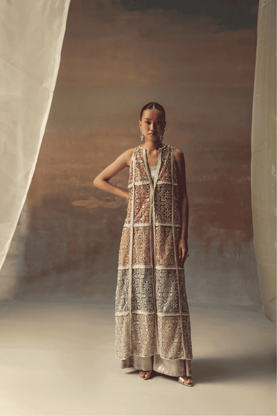 Twenty Nine Long Multicolor Overlay indian designer wear online shopping melange singapore 
