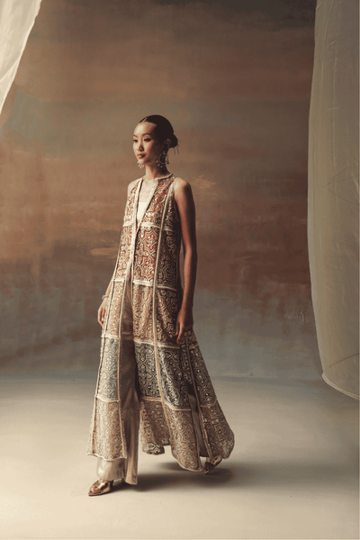 Twenty Nine Long Multicolor Overlay indian designer wear online shopping melange singapore 
