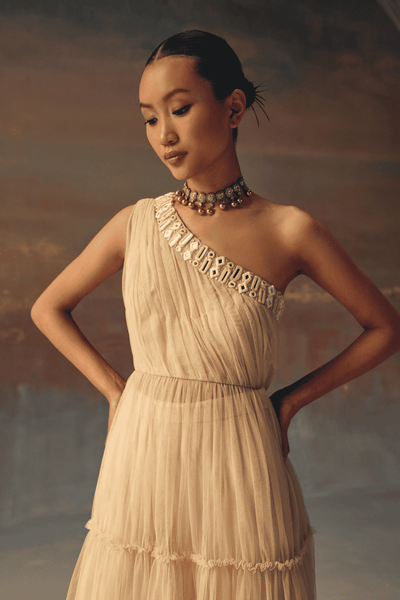 Twenty Nine One Shoulder Anarkali Dress Top indian designer wear online shopping melange singapore 