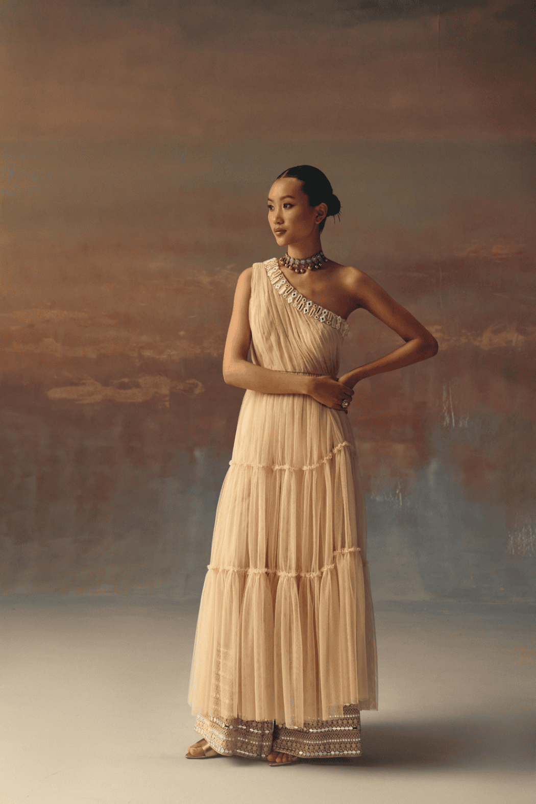 Twenty Nine One Shoulder Anarkali Dress Top indian designer wear online shopping melange singapore 