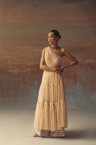 Twenty Nine One Shoulder Anarkali Dress Top indian designer wear online shopping melange singapore 