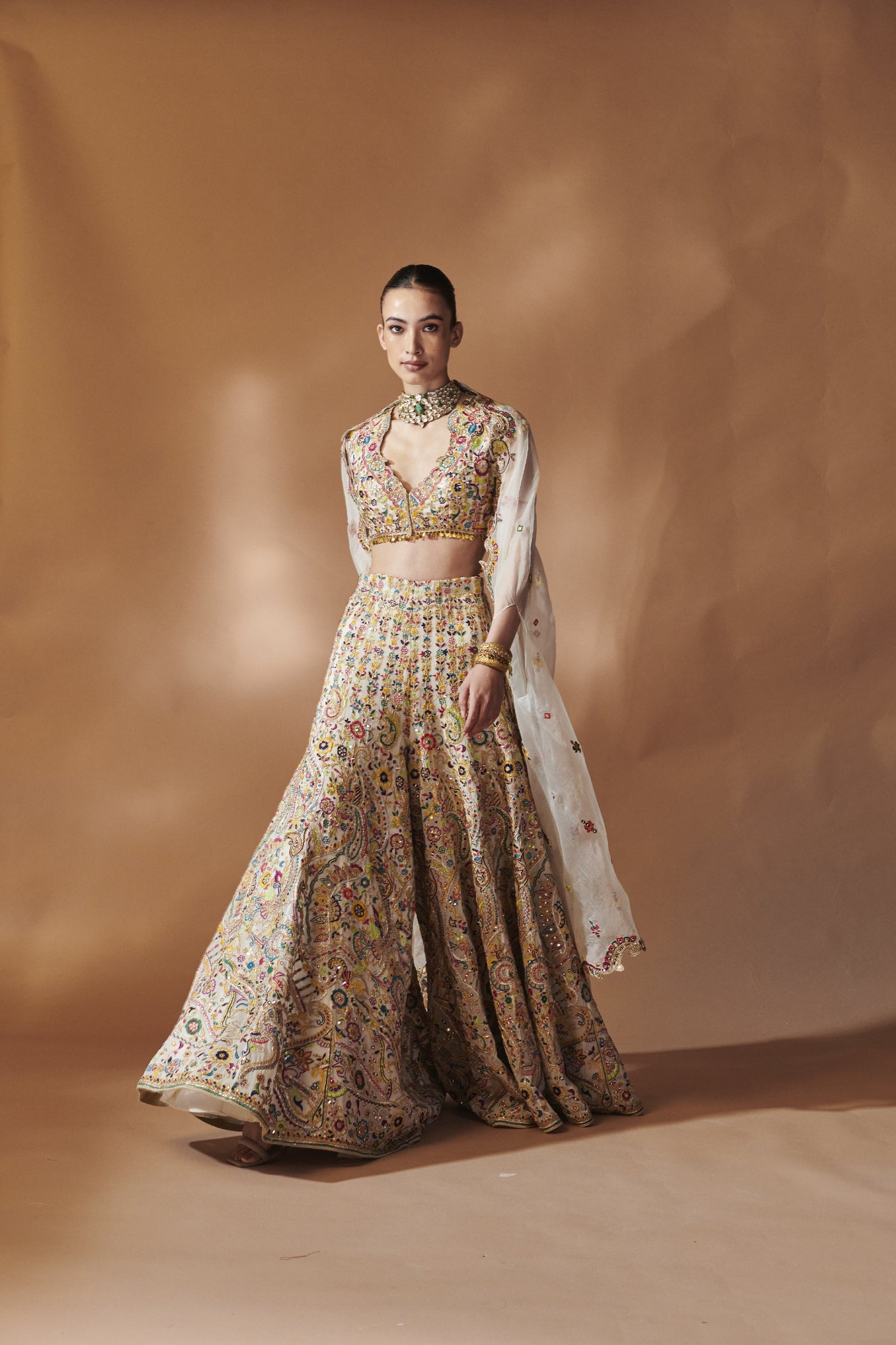 Tamanna Punjabi Kapoor Ivory High Waist Sharara indian designer wear online shopping melange singapore