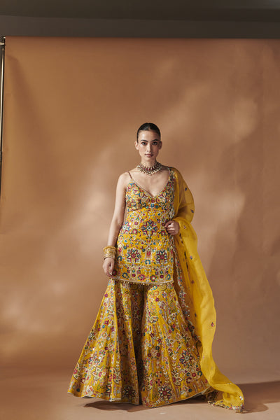 Mustard Kurta And Sharara Set