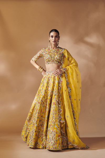 Tamanna Punjabi Kapoor Mustard Lehenga Set With Elbow Lengt Sleeves indian designer wear online shopping melange singapore
