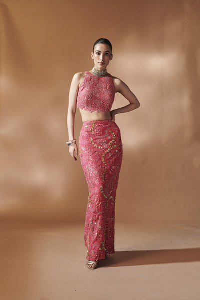 Tamanna Punjabi Kapoor Pink Skirt With An Incut Blouse indian designer wear online shopping melange singapore