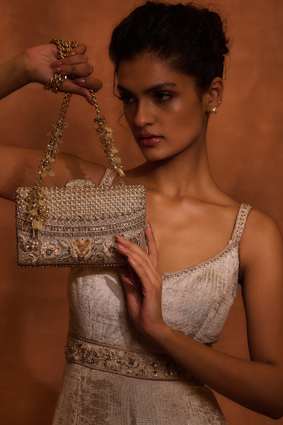 Tarun Tahiliani Accessories Bag Antique Gold indian designer wear online shopping melange singapore
