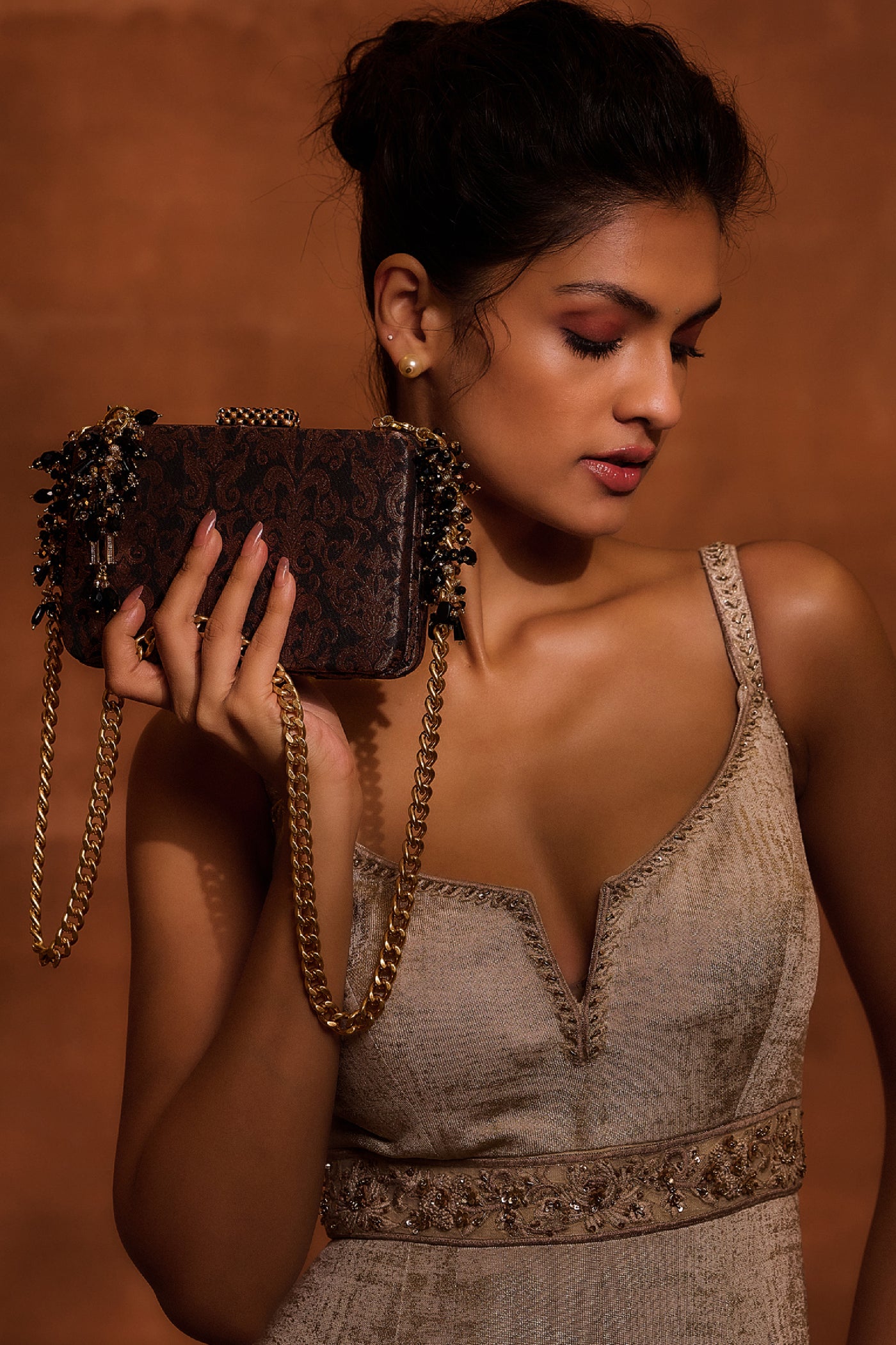 Tarun Tahiliani Accessories Bag Copper indian designer wear online shopping melange singapore