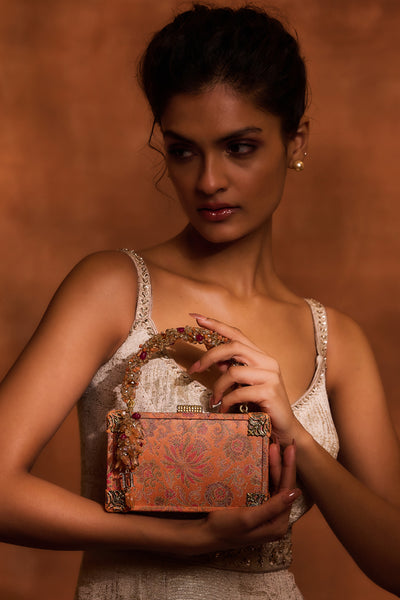 Tarun Tahiliani Accessories Bag Orange indian designer wear online shopping melange singapore