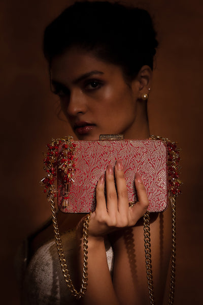 Tarun Tahiliani Accessories Bag Red indian designer wear online shopping melange singapore