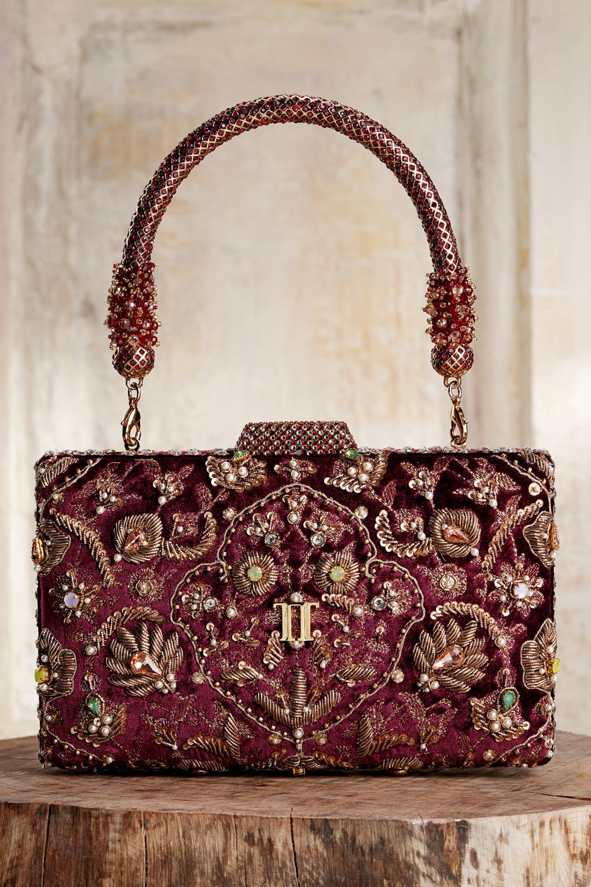 Tarun Tahiliani Accessories Embroidered Clutch indian designer wear online shopping melange singapore 