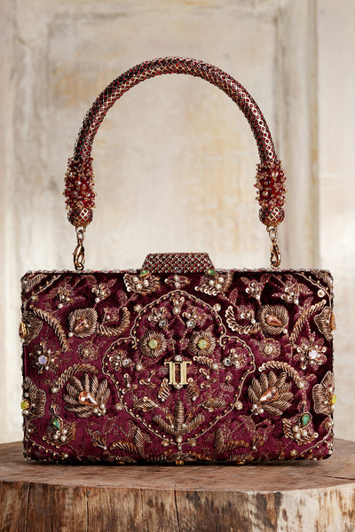 Tarun Tahiliani Accessories Embroidered Clutch indian designer wear online shopping melange singapore 