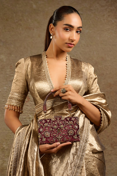 Tarun Tahiliani Accessories Embroidered Clutch indian designer wear online shopping melange singapore 