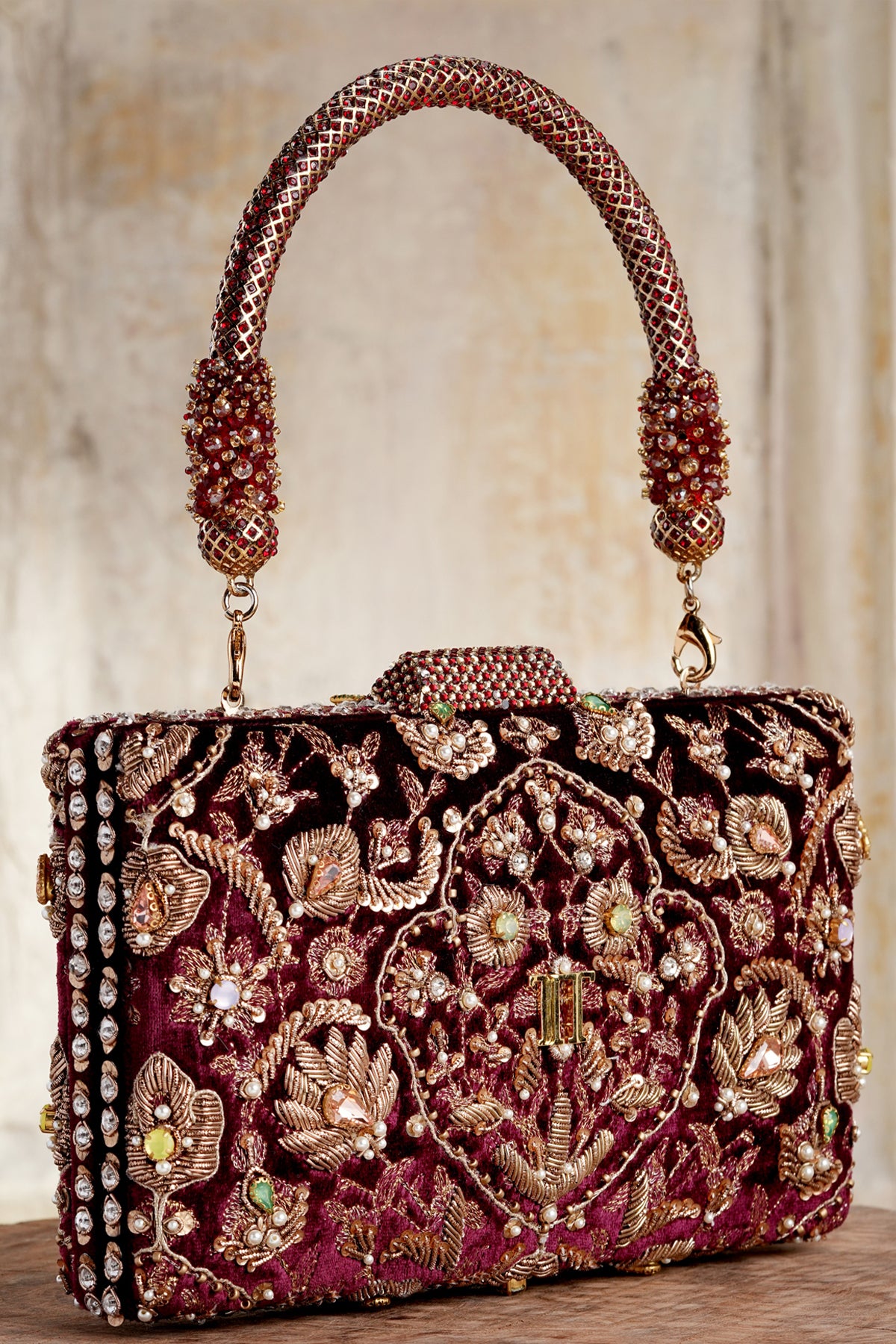Tarun Tahiliani Accessories Embroidered Clutch indian designer wear online shopping melange singapore 