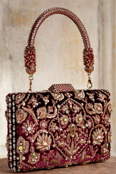 Tarun Tahiliani Accessories Embroidered Clutch indian designer wear online shopping melange singapore 