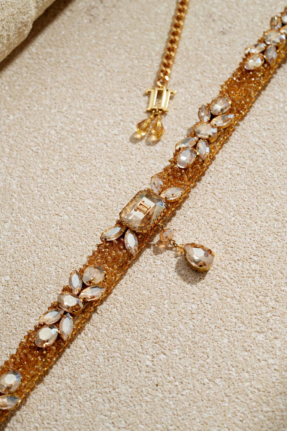 Tarun Tahiliani Accessories Jewelled Belt Gold indian designer wear online shopping melange singapore