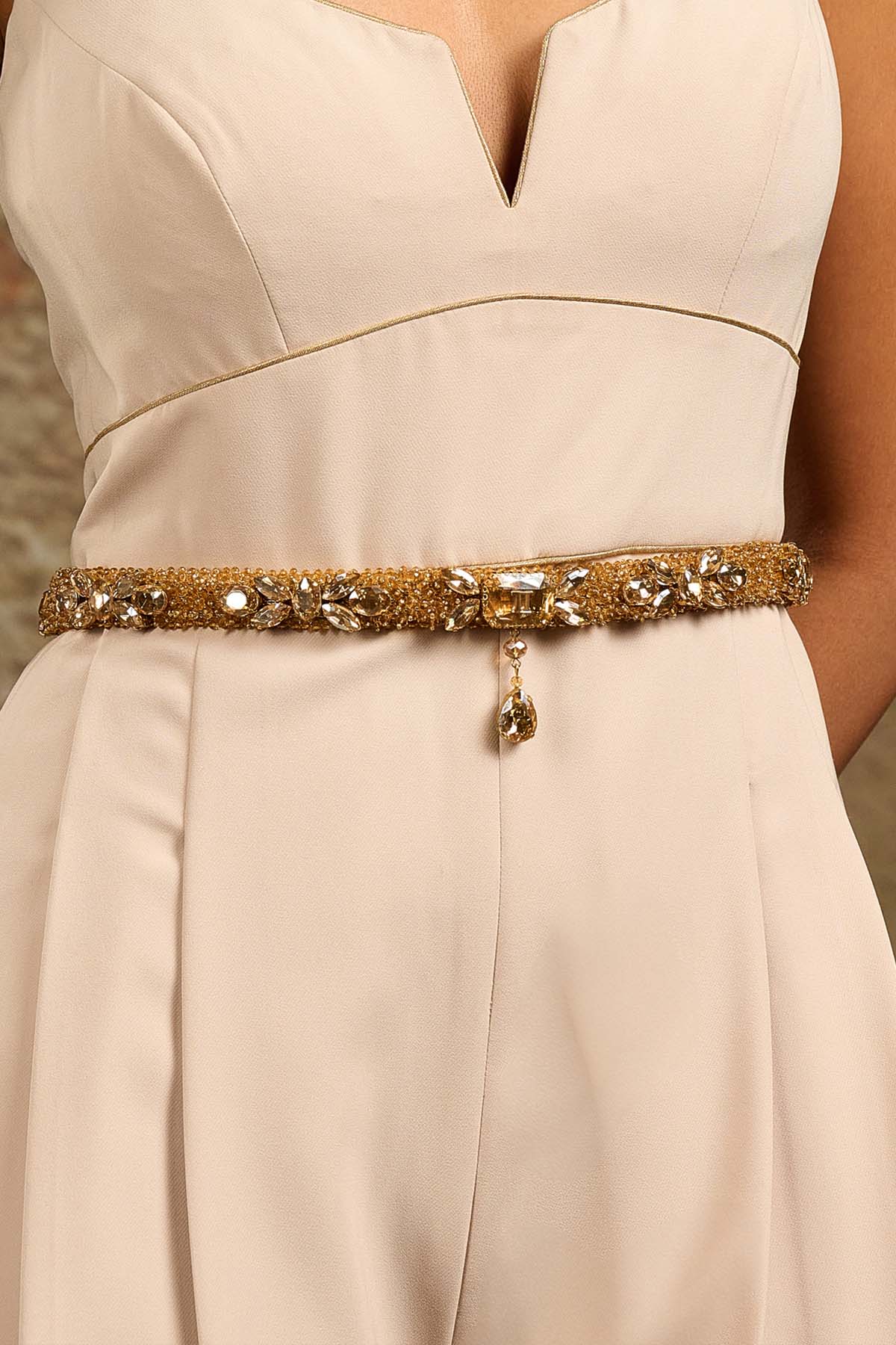 Tarun Tahiliani Accessories Jewelled Belt Gold indian designer wear online shopping melange singapore